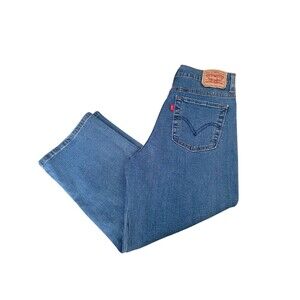 Levi's 512 Women's Blue Denim Capri Jeans Perfectly Slimming Sz 8 Misses